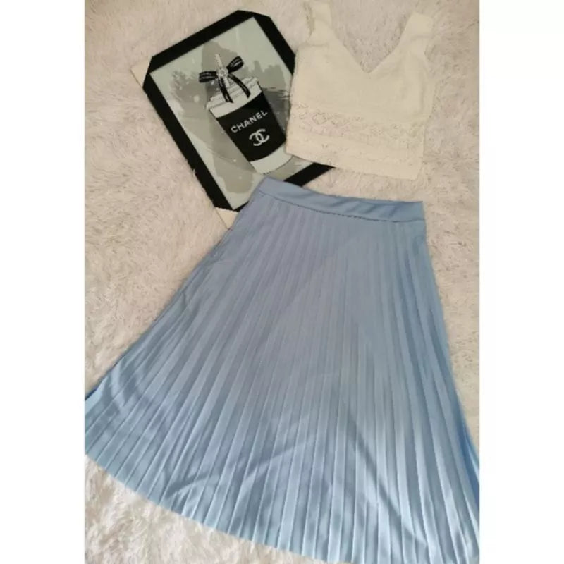 Saia midi Plissada Midi Moda Evangelica Casual Elegante para igreja