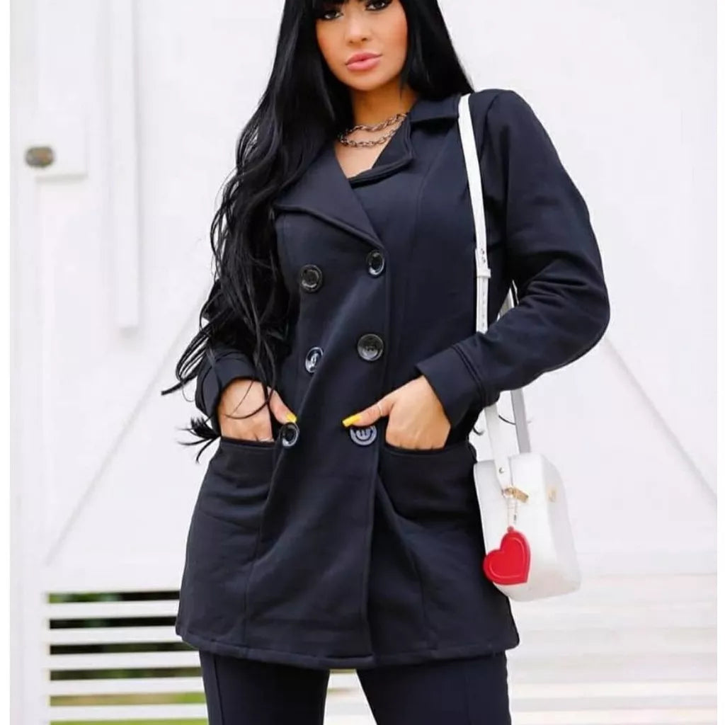 Casaco Sobretudo Moletom Lindo Feminino Moda Blogueira Inverno Frio Topp