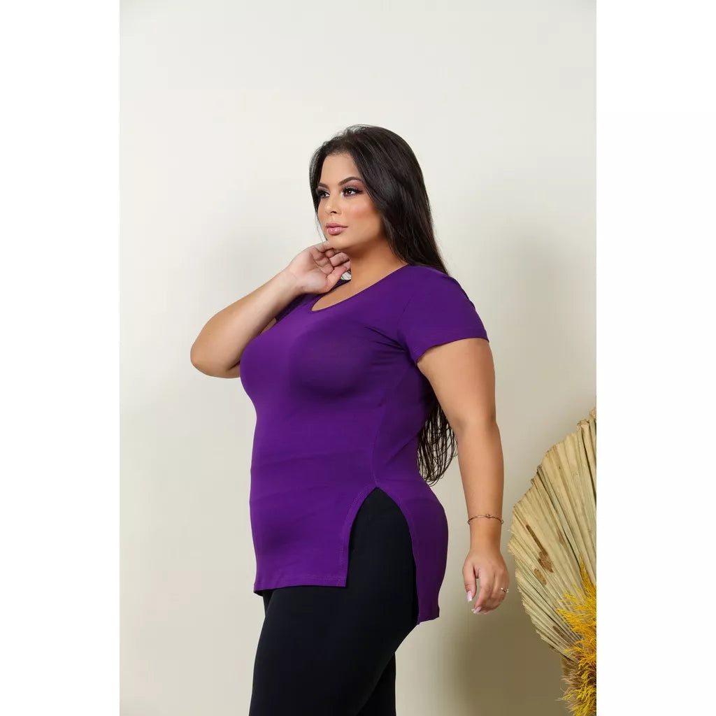 Kit 3 Blusas Plus Size Feminina T-shirt Manga Curta Basica Lisa Cobre Leg Academia Exercicios Tapa Bumbum