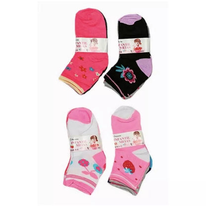 Kit 6 ou 12 Pares de Meias Infantil Feminino com Estampada Meia Menina