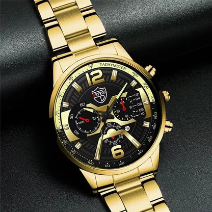 Relógio De Luxo Ouro Masculino Original Cronógrafo De Quartzo De À Prova D'água Negócios Relogio Masculino Dourado Com Pulseira Kit
