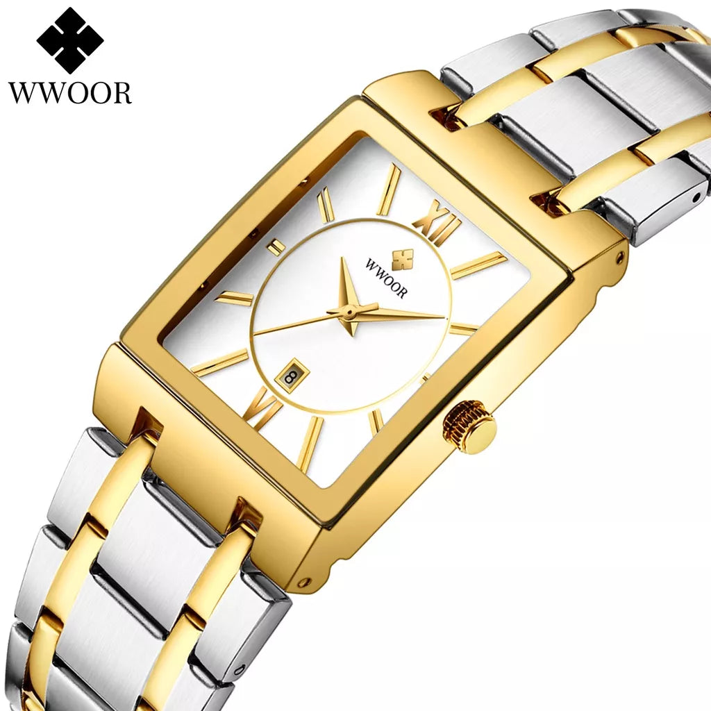 WWOOR Relógios Masculinos luxo prova da água aço inoxidável Esportivas original Caixa grátis - 8858