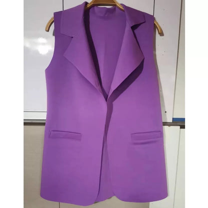 Max Colete Feminino Longo De Neoprene Moda Com Bolso Falso！