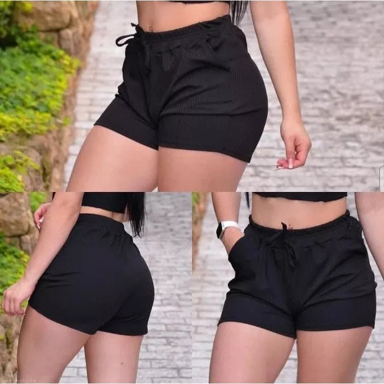 Short curto - Malha canelada  Verão 2023 Academia  Praia
