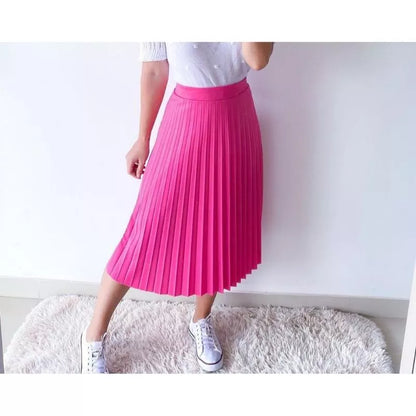 Saia midi Plissada Midi Moda Evangelica Casual Elegante para igreja