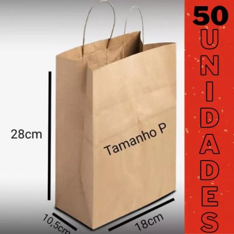 Sacolas Kraft 50 UNIDADES  ESCOLHA o Tamanho