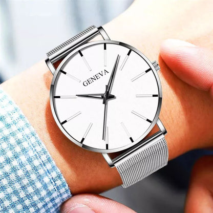 Relógio Masculino Ultra Fino De Aço Inoxidável Geneva