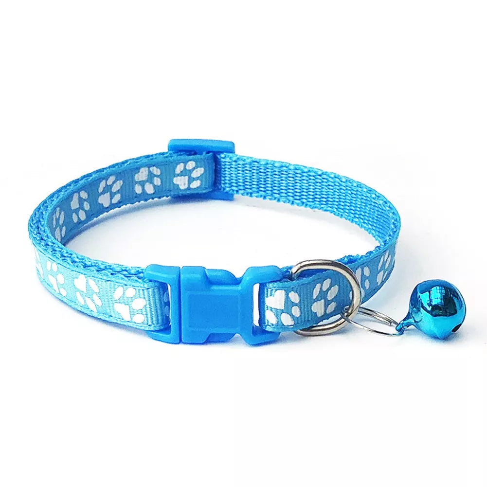 Pet Coleira De Cachorro E Gato Ajustável Coleira Ajustável Com Estampa De Pegadas Com Sino Para Gatos E Cães