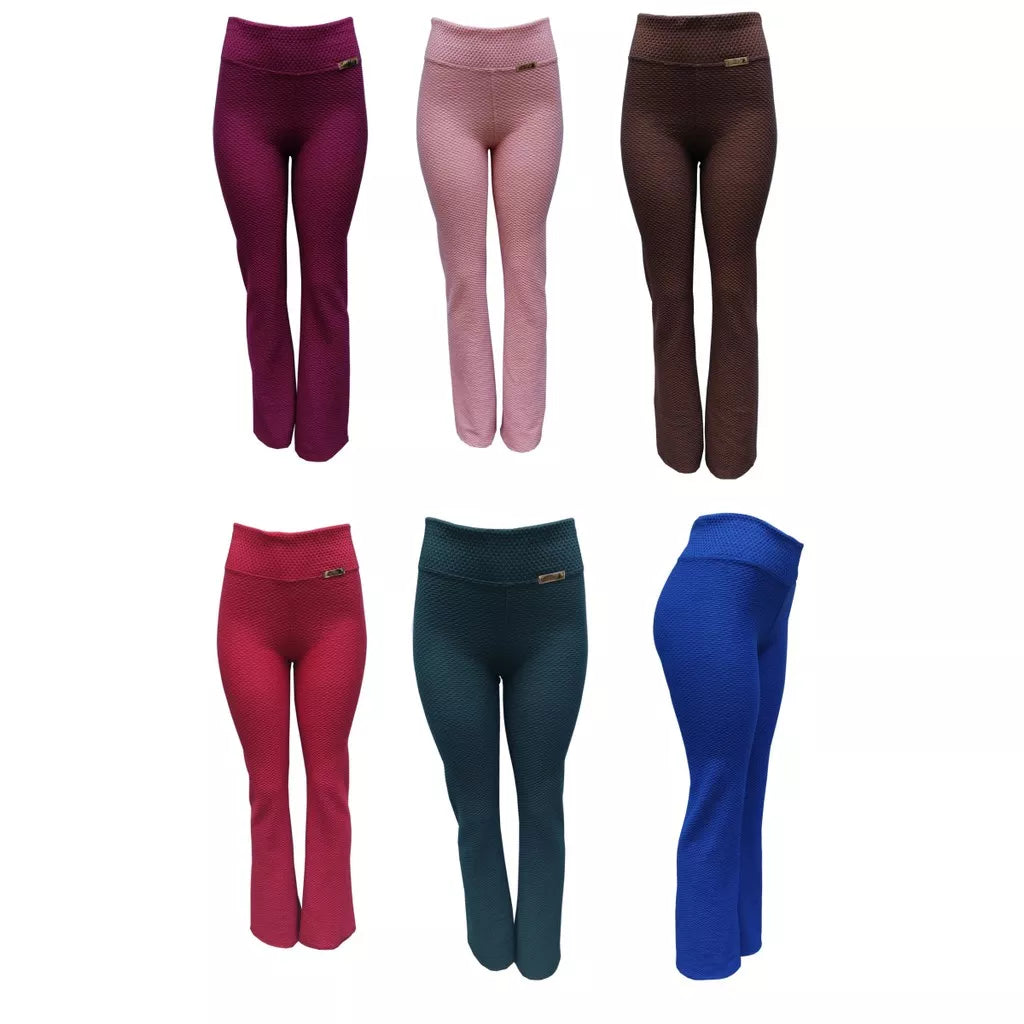 Calça Feminina Flare Bailarina Colmeia Casual