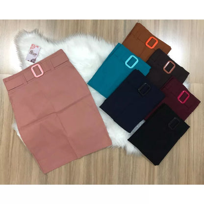 Saia Social Evangélica com Fivela Moda Secretária Feminina P M G GG EXG
