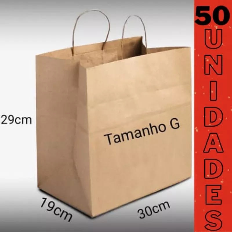 Sacolas Kraft 50 UNIDADES  ESCOLHA o Tamanho