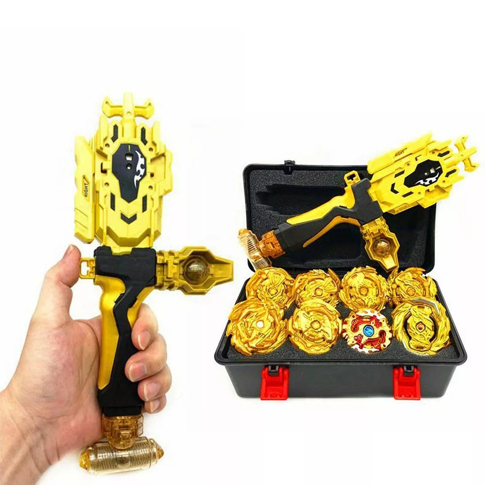8pçs Beyblade Gyro Burst Dourado Com Lançador Portátil