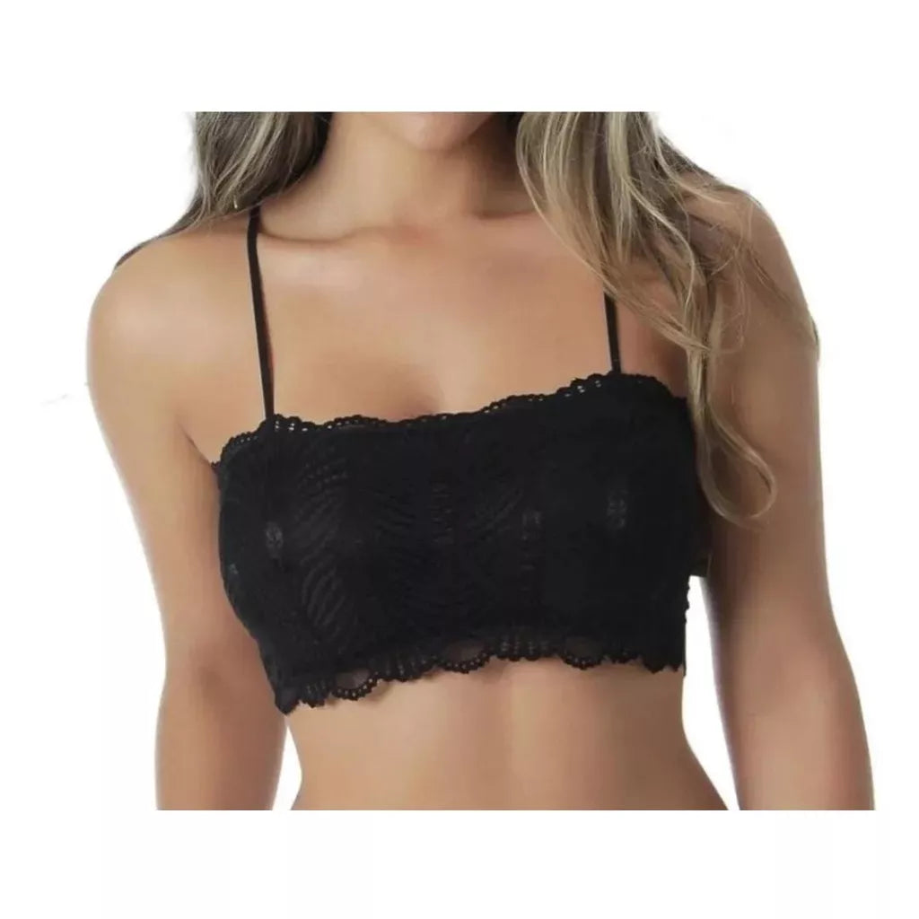 Cropped Faixa Renda Alça Fina Sem Bojo Top Faixa