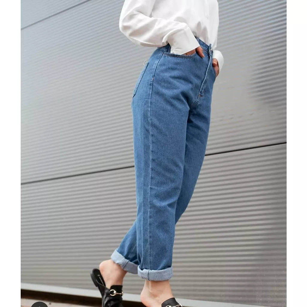 Calça mom jeans estilosa 100% algodão