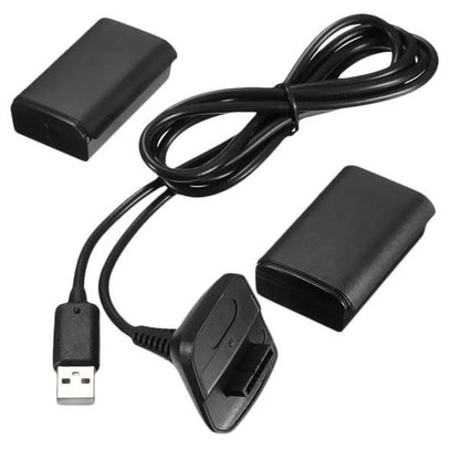 Kit 2 Cabo + Bateria Xbox 360 Controle Slim 6400mAh Promoção