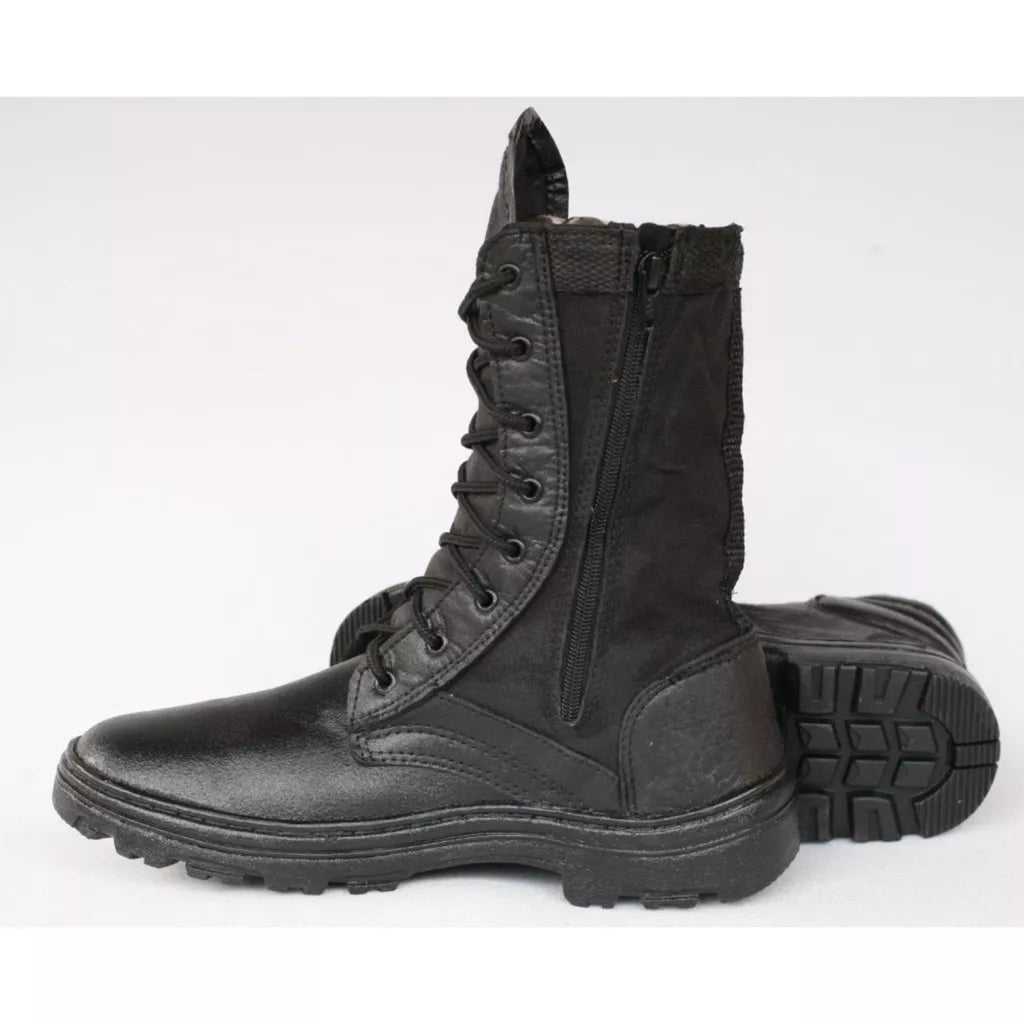 Coturno Militar Com Ziper Couro Extra Leve