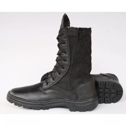 Coturno Militar Com Ziper Couro Extra Leve