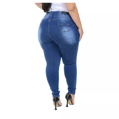 calças jeans femininas plus size cintura alta levanta bum bum