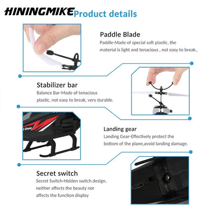 Helicóptero de Brinquedo de Controle Remoto Mini Zangão Recarregável Infravermelho De Indução