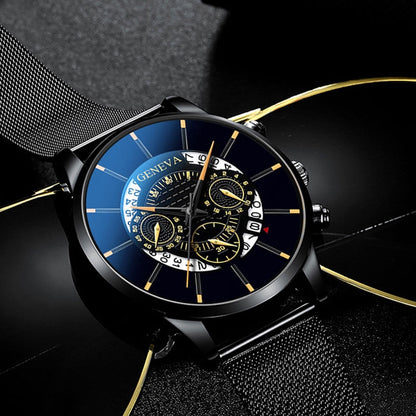 Relógio De Quartzo De Genebra Moda Masculina De Aço Inoxidável & Couro Banda De Nylon Watches 【 Without Box 】