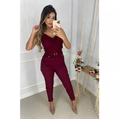 macacão social alcinha com cinto