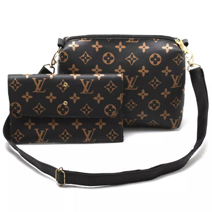Kit Bolsa Feminina Transversal Pequena Necessarie Com Carteira Lv