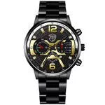 Relógio De Luxo Ouro Masculino Original Cronógrafo De Quartzo De À Prova D'água Negócios Relogio Masculino Dourado Com Pulseira Kit