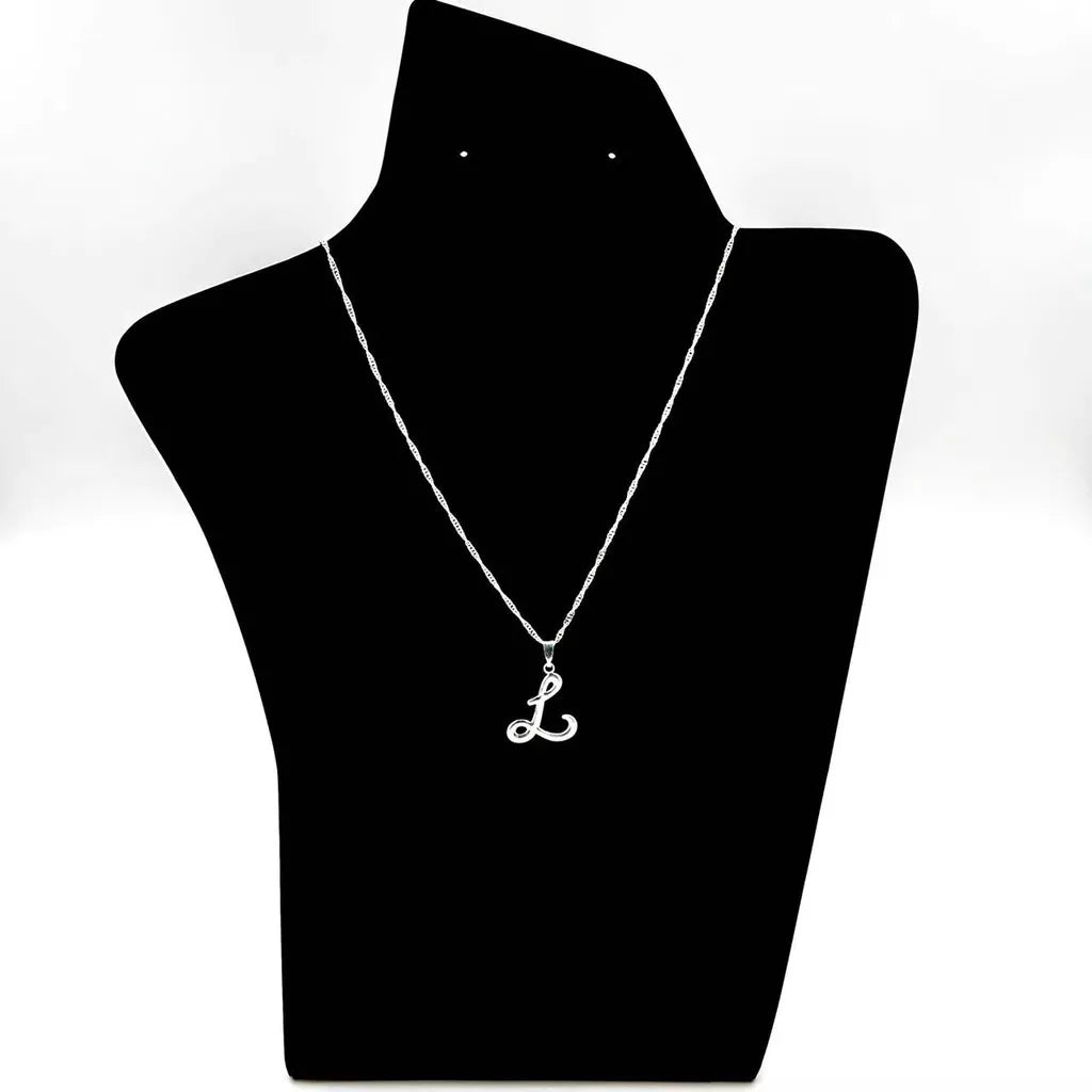 Colar pingente Letra Inicial nome prata folheado  prata 925