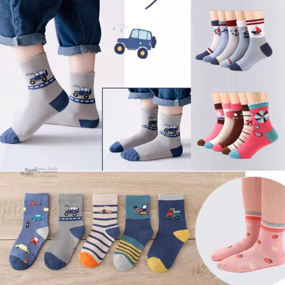 Kit 6 Pares Meia Infantil Estampadinha\lisa menino e menina de  criança A PRONTO ENTREGA