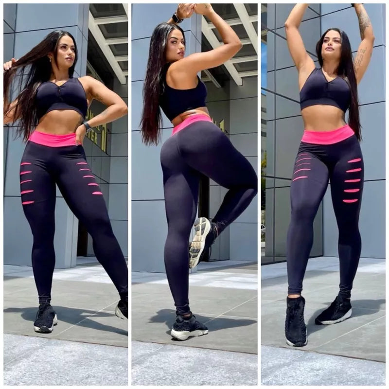 conjunto calça leg legging detonado  mais top feminino suplex academia treino