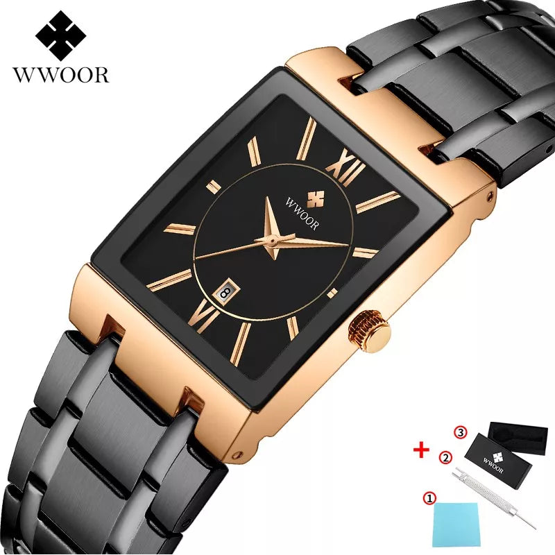 WWOOR Relógios Masculinos luxo prova da água aço inoxidável Esportivas original Caixa grátis - 8858