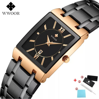 WWOOR Relógios Masculinos luxo prova da água aço inoxidável Esportivas original Caixa grátis - 8858