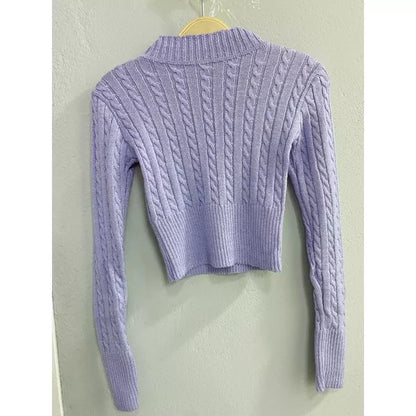 Blusa de frio tricô cropped feminina manga longa