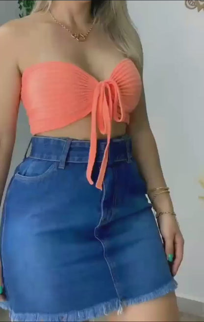 Blusa Top Cropped Faixa De Treino Sexy Tricô Multiformes Tomara Que Caia Verão 2023 Best