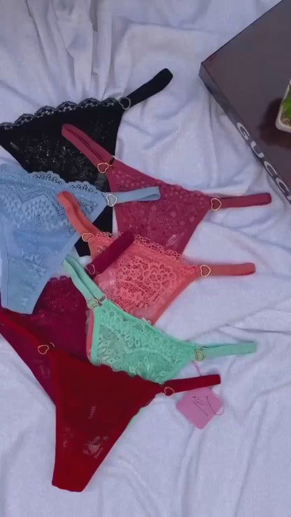 Kit 4 Tanga Fio dental Rendada calcinhas Sensual com regulagem paixão
