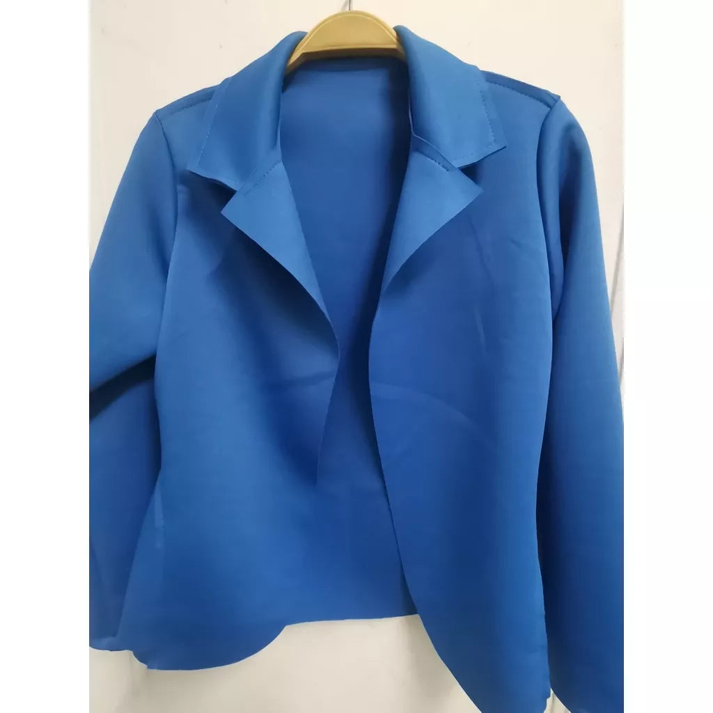 Blazer Feminino em Neoprene Casaco curto Varias Cores com babado Terninho Social aberto