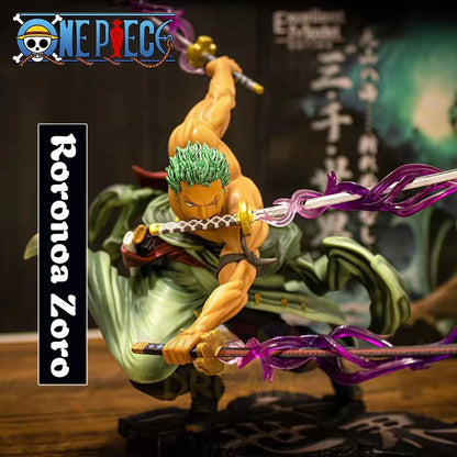 Boneco One Piece Action Figure Roronoa Zoro/Três Faca/Combate Anime Brinquedo