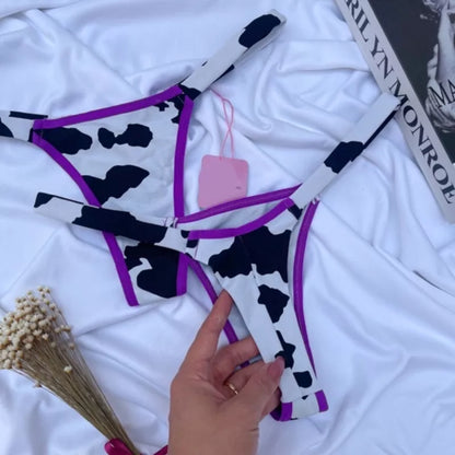 Calcinha Vaquinha Fio Duplo Conforto Estampada Sexy Sensual Biquíni Lingerie Feminina
