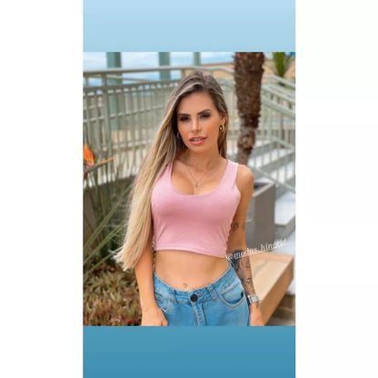 Cropped Feminino Blogueira Alça Larga Com Forro Duplo . Mega Lançamento Confira !!!