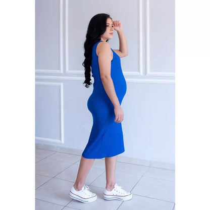 Vestido Midi Canelado Regata para gestante