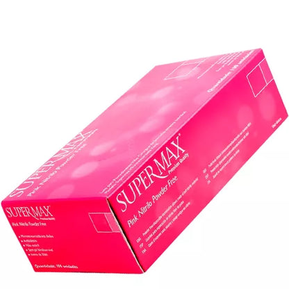 Luva Nitrilica Rosa Pink Sem Pó Sem talco caixa C/100 Supermax
