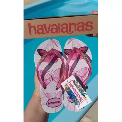 Chinelo Feminino Slim Stitch Borboleta Minnie Girassol Transfer Digital