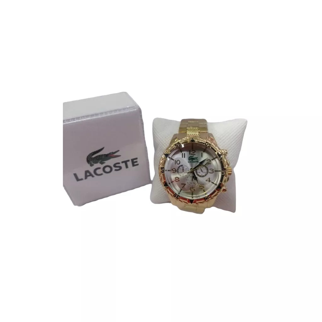 Relógio masculino dourado prata metal analógico digital refletivo jacaré
