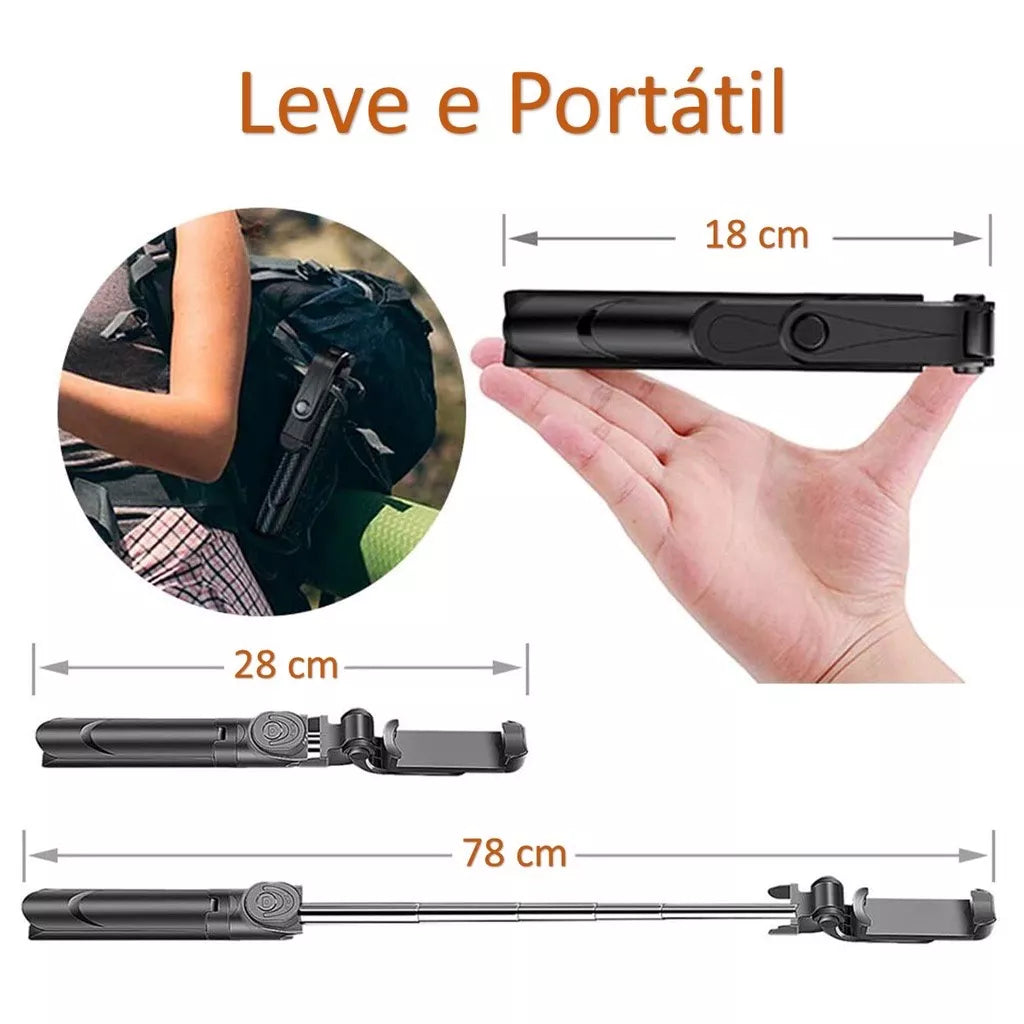Bastão Pau de Selfie Bluetooth XT-02 Retrátil Suporte tripé para celular