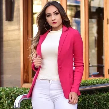 Blazer Terninho Modelo Alfaiataria Em Bengaline Moda Evangelica