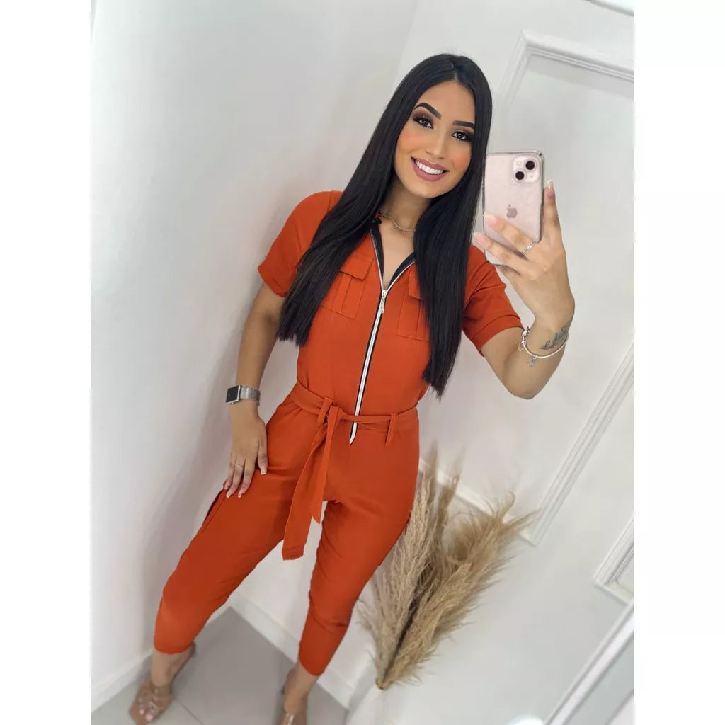 Macacão Feminino Blogueirinha Militar Jogger Promoção