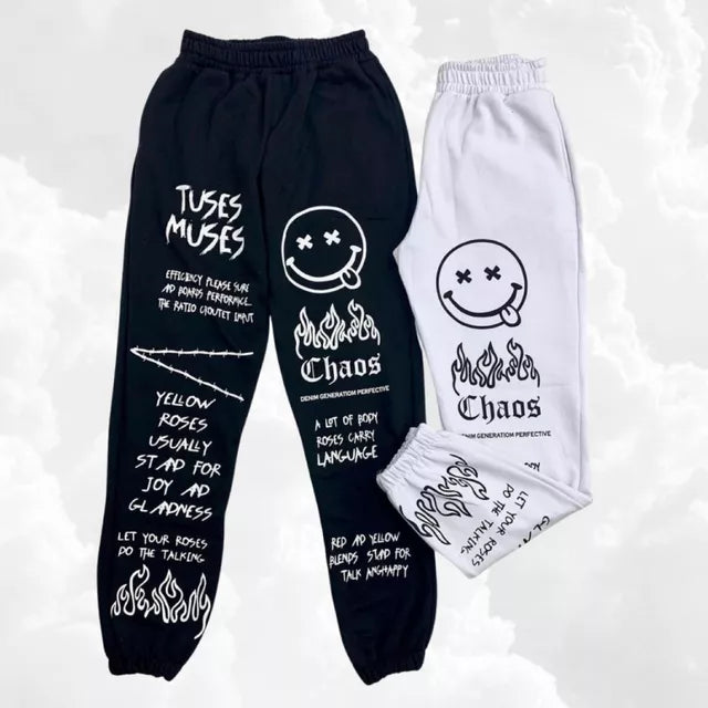 Calça Feminina Jogger com bolso Tactel Letras Escrita Street Tik tok