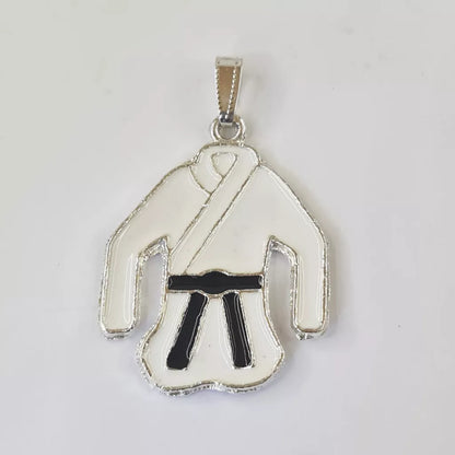 Corrente Cordão Baiano 4mm Longa Banhada Ouro 18K + colares masculinos com Pingente Quimono Faixa Preta Luta