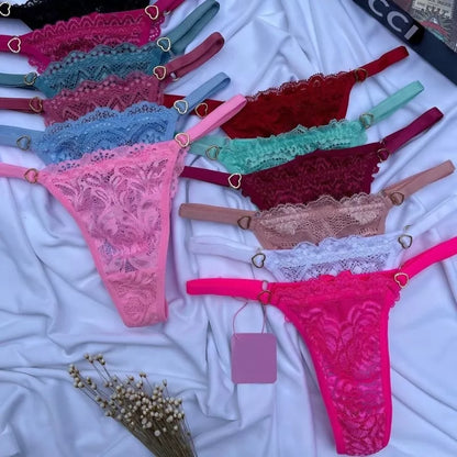 Kit 4 Tanga Fio dental Rendada calcinhas Sensual com regulagem paixão