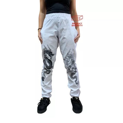 Calça Feminina Jogger com bolso Tactel Letras Escrita Street Tik tok